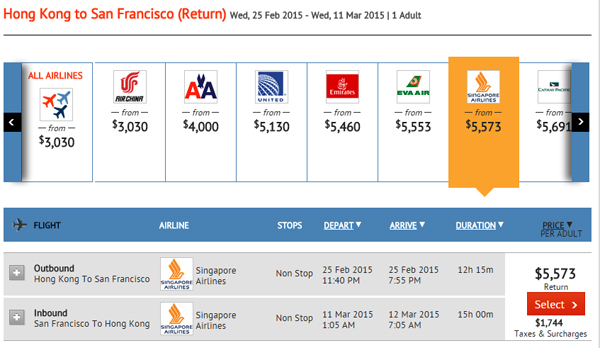 新加坡航空冬春直航三藩市，來回$5,573起，機票有效期1個月
