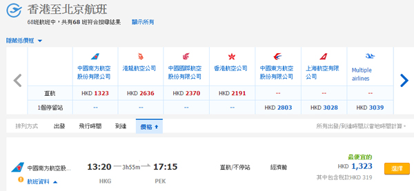 南方航空淡季平飛北京，來回$1,004起，7月10日前出發