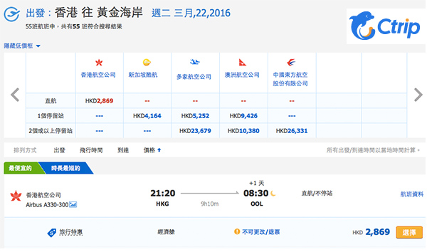 嘩！即搶！復活節都有！港航香港直飛黃金海岸來回$2,262起，3月22日前出發