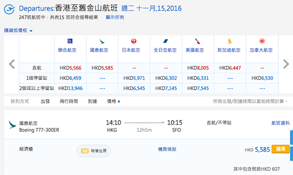 實力盤延減！國泰航空香港直航美國5大城市來回$4,978起，2017年1月25日前出發