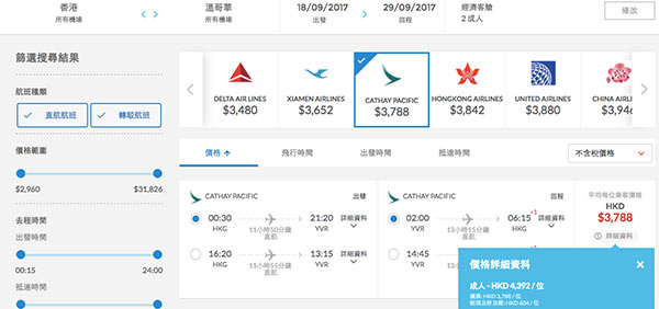 嘩！國泰反擊啦！飛加國即搶！香港直航來回溫哥華$3,788、多倫多$5,111起！12月31日前出發