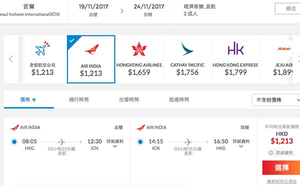 正喎！去睇紅葉喇！印度航空2人同行香港來回首爾/大阪$1,213起，11月30日前出發
