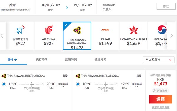 狂減！泰國航空香港2人同行來回首爾$1,473起！11月30日前出發
