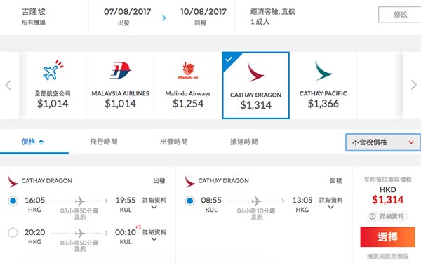暑假出發！國泰港龍航空香港來回吉隆坡$1,314起，包30kg行李，8月24日前出發
