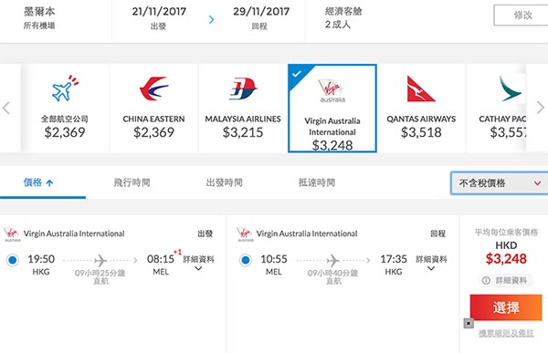 直航靚價！超長停留期！維珍澳洲航空香港來回墨爾本$3,248起！2018年3月30日前出發