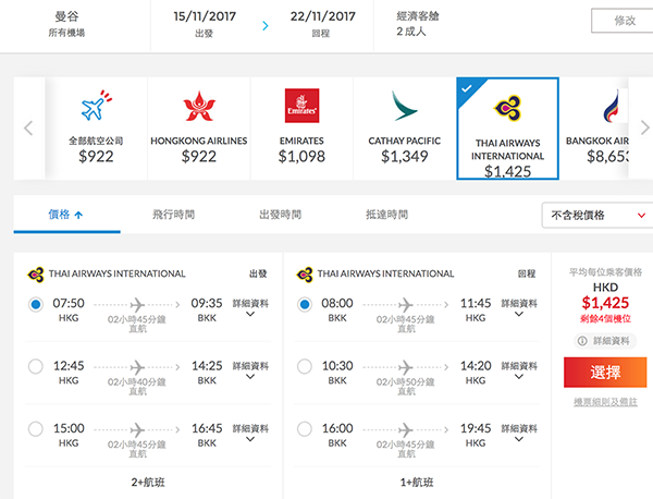 正喎！曼谷跨年超筍盤！泰國航空2人同行香港來回曼谷$1,425起，可早去晚返！出年3月27日前出發