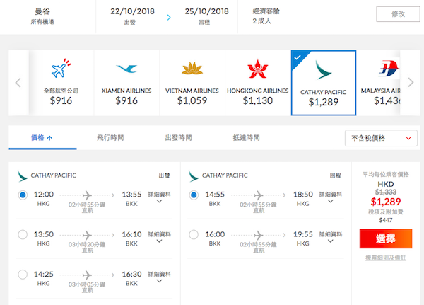 【曼谷】泰抵玩！即買啦！國泰航空來回曼谷$1,289起，10月31日前出發