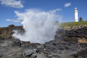 The Blowhole and lighthouse in Kiama, South Coast