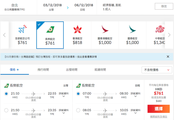 【台北】加燃油費後首劈！長榮航空來回台北$761起，包30kg行李！12月19日前出發