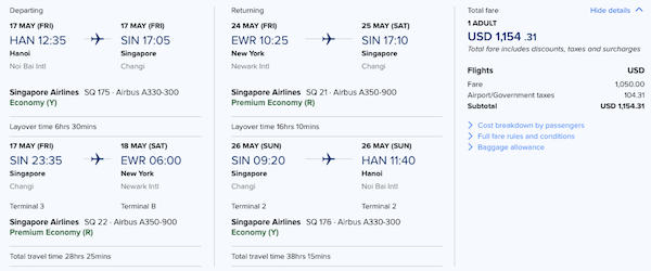 【紐約】平坐全球最長航線PEY！新加坡航空河內/曼谷來回紐約紐華克約$8,236起！6月30日前出發