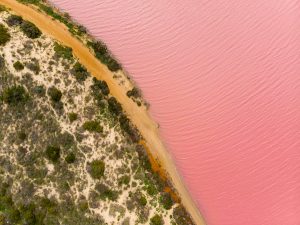 Aerial view of Hutt Lagoon, near Port Gregory