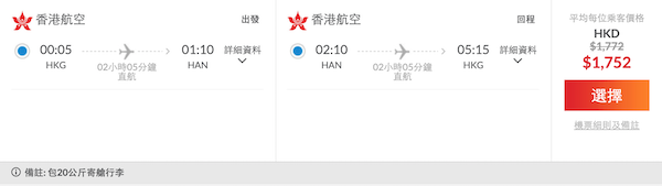【河內】終於有平飛！平價快閃度假之選！香港航空來回河內連稅$1,752起！3至6月指定日子出發