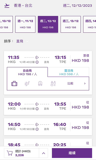 【台北】大癲！香港快運2人同行飛台北，單程每位$198起！9月1日至2024年3月31前出發！