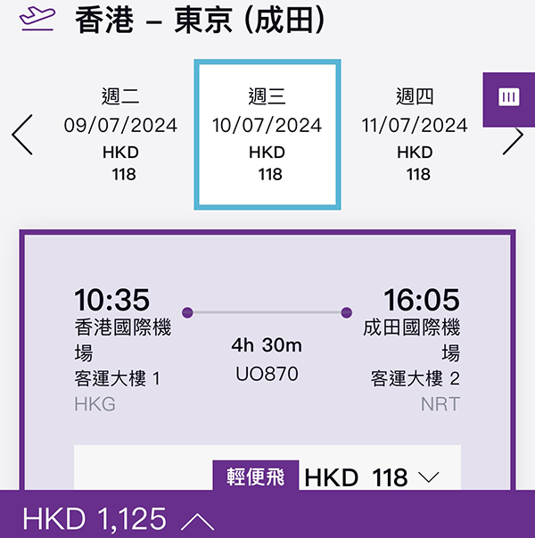 【東京成田】單程$118/168起！香港快運來回連稅$1,125起，2025年3月22日前出發