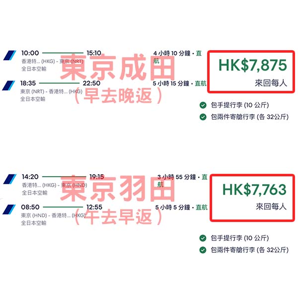 【東京】商務艙都減價！ANA全日空來回東京羽田/成田連稅$7,763起，包2件32kg寄艙行李！10月至2026年5月指定日子出發