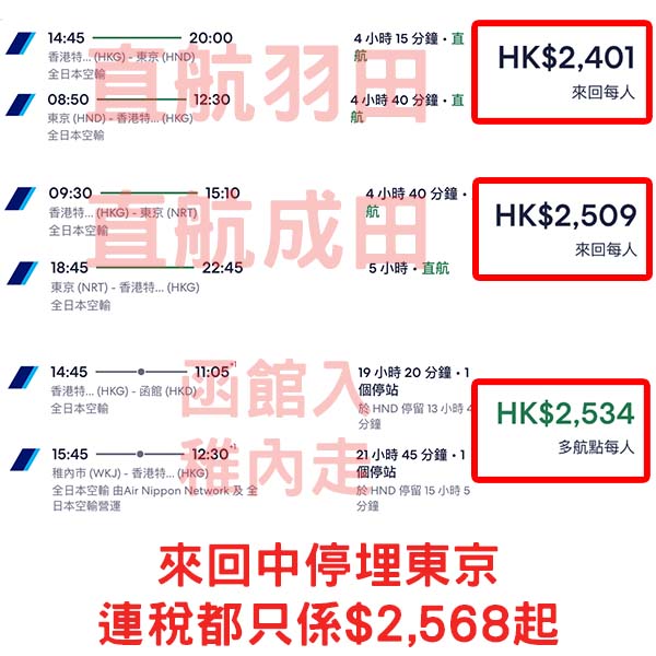 【日本】一口氣減到落9月!ANA全日空來回日本各地連稅$2,401起!2026年1月至9月指定日子出發