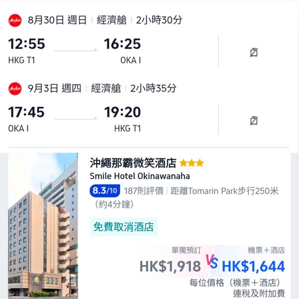 【沖繩】抵玩早鳥套票!連五星酒店都唔貴!沖繩5日4夜套票,包機票+4晚酒店,每位連稅$1,644起!8月至11月指定日子出發