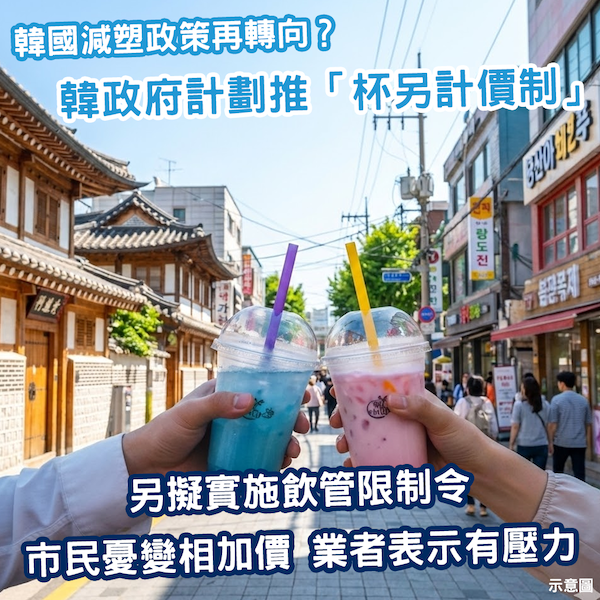 韓國計劃最快今年推「杯另計價制」 同時擬實行飲管限制令