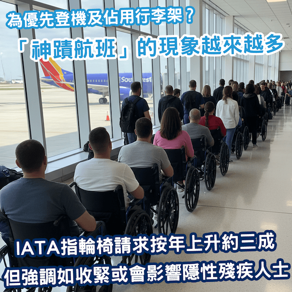 疑濫用輪椅優先上機情況增加 航空業界對此感頭痛？